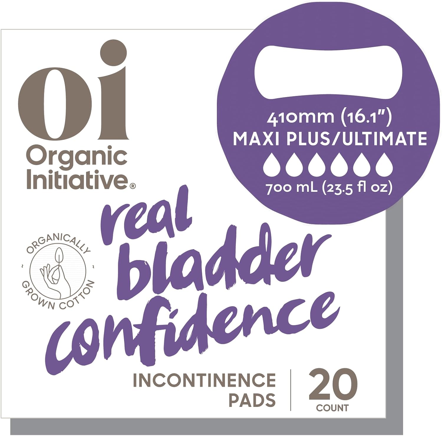 Oi | Organic Initiative Incontinence Pads for Women, Certified Organic Cotton Topsheet, Highly Absorbent, Odor Control, Breathable and Hypoallergenic. Suitable for Postpartum. Ultimate (16.1″) 20 Pads Oi | Organic Initiative Incontinence Pads for Women, Certified Organic Cotton Topsheet, Highly Absorbent, Odor Control, Breathable and Hypoallergenic. Suitable for Postpartum. Ultimate (16.1″) 20 Pads
