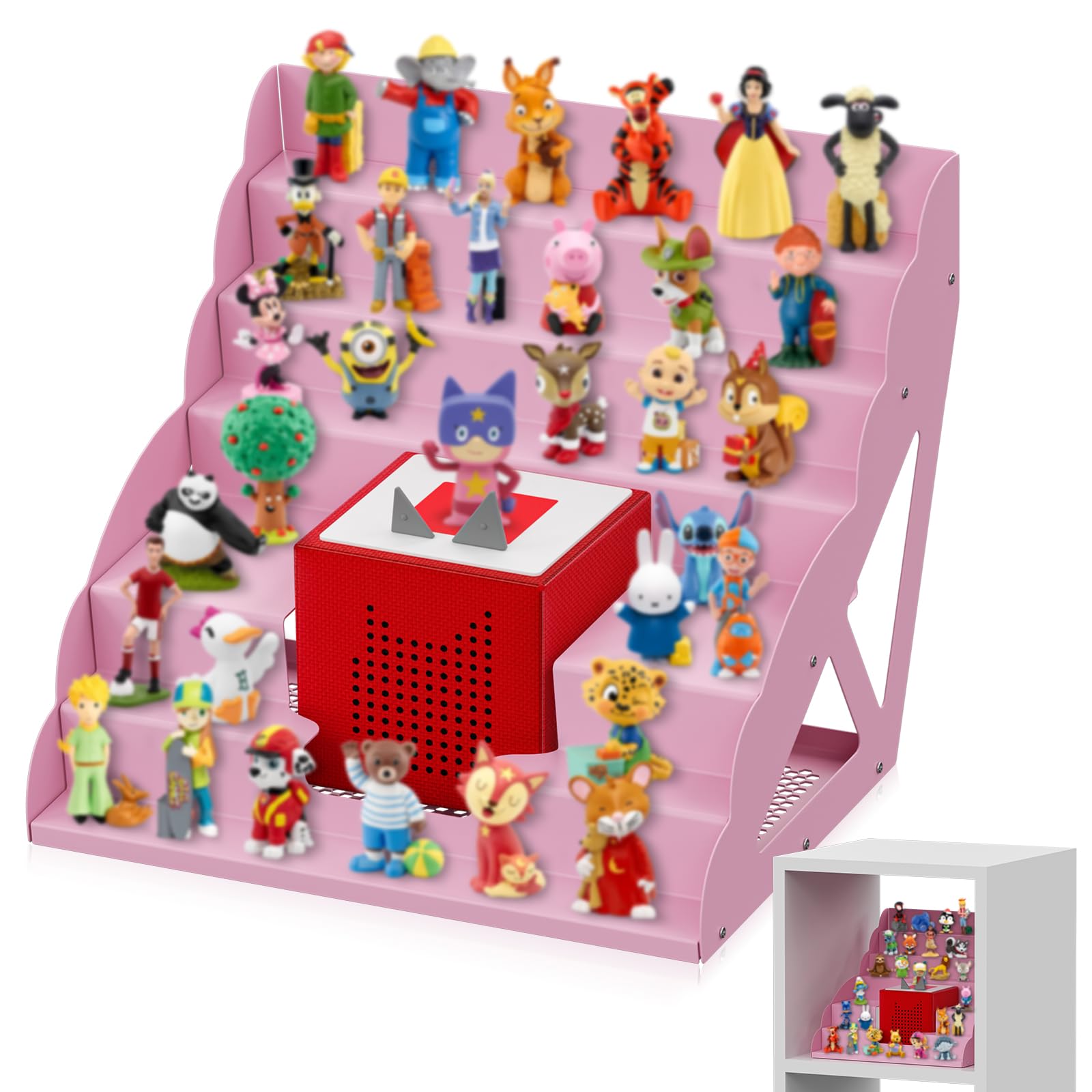 Tonie shelf for IKEA Kallax, Fully Magnetic Toniebox Rack for Over 50 Figures + Box, Tonier Rack for Girls and Boys Toning Shelf for Tonie Figures Storage(white)