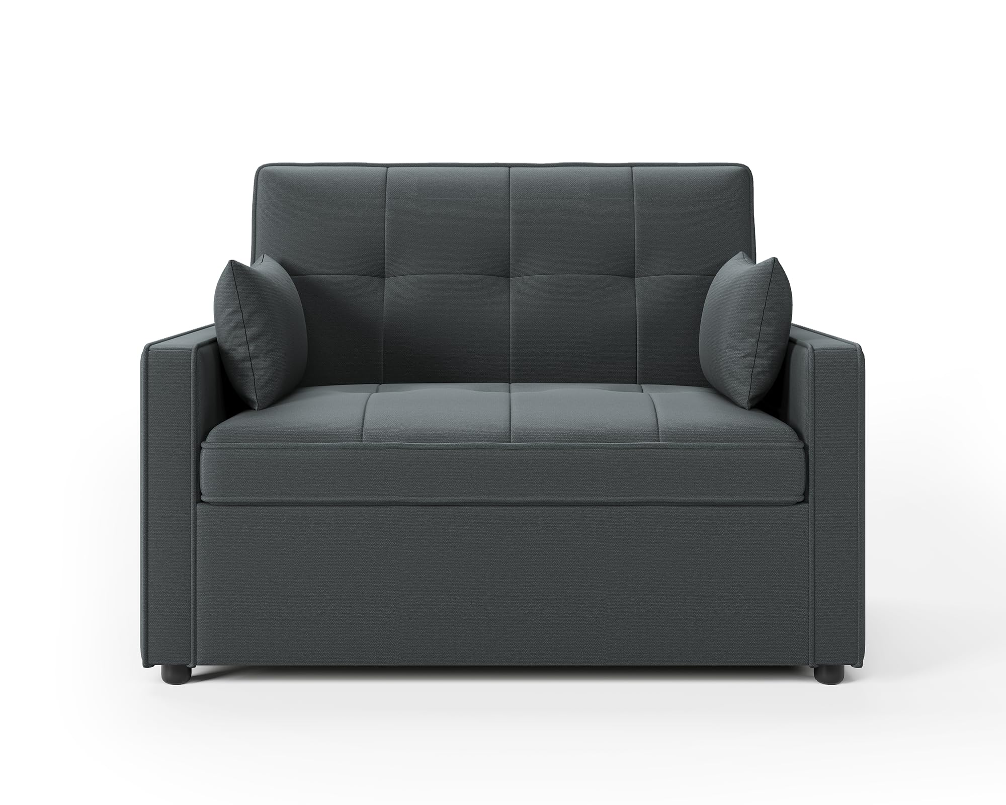 LUXOAK Schlafsofa 186 x 122 cm mit 5-stufig Verstellbarer Rückenlehne, 3-in-1 Schlafcouch mit Kissen und Seitentasche, graues Leinen-Sofa für Gästezimmer & kleine Räume