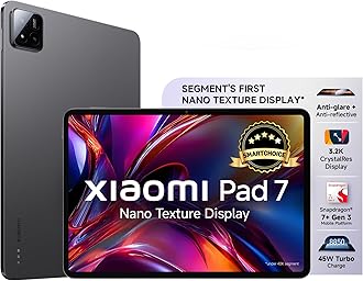 XIAOMI Pad 7 Nano Texture Display [Smartchoice] | Snapdragon 7+ Gen 3| 3.2K Display (28.44 cm /11.2") Tablet| 12GB, 256GB| Anti-Reflective| Anti-Glare| HyperOS 2| Dolby Vision Atmos | Graphite Grey