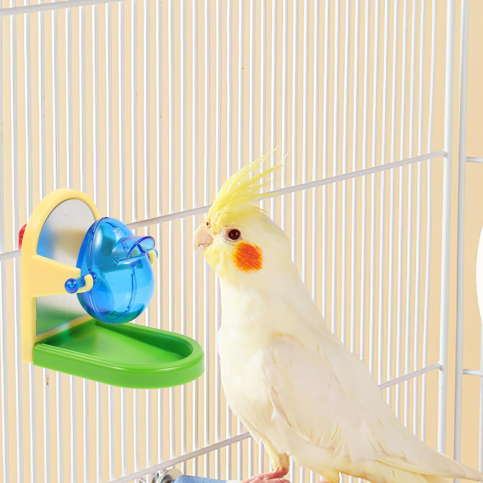 Lurrose Juguete para Loros y Pájaros, Dispensador de Comida Antiestrés, Liviano, de Metal y Plástico, para Entrenamiento y Entretenimiento en Jaula