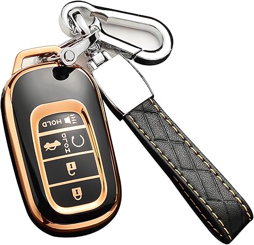 Funda para llavero Honda Premium Soft TPU Protección completa para llavero Accord Civic CRV Pilot Passport, Talla D-negro