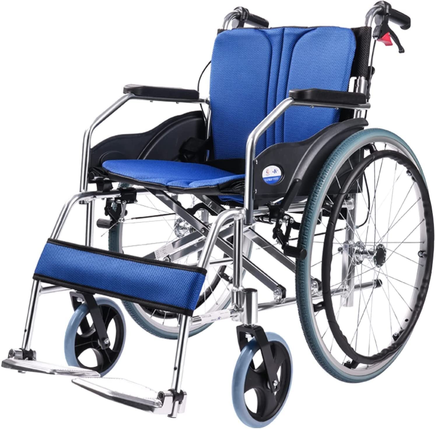 Carrozzina Portatile for Mobilità Domestica semovente Manuale con Telaio in Alluminio Walker Ribaltabile con Freno a Mano for Sedia da Viaggio da Trasporto