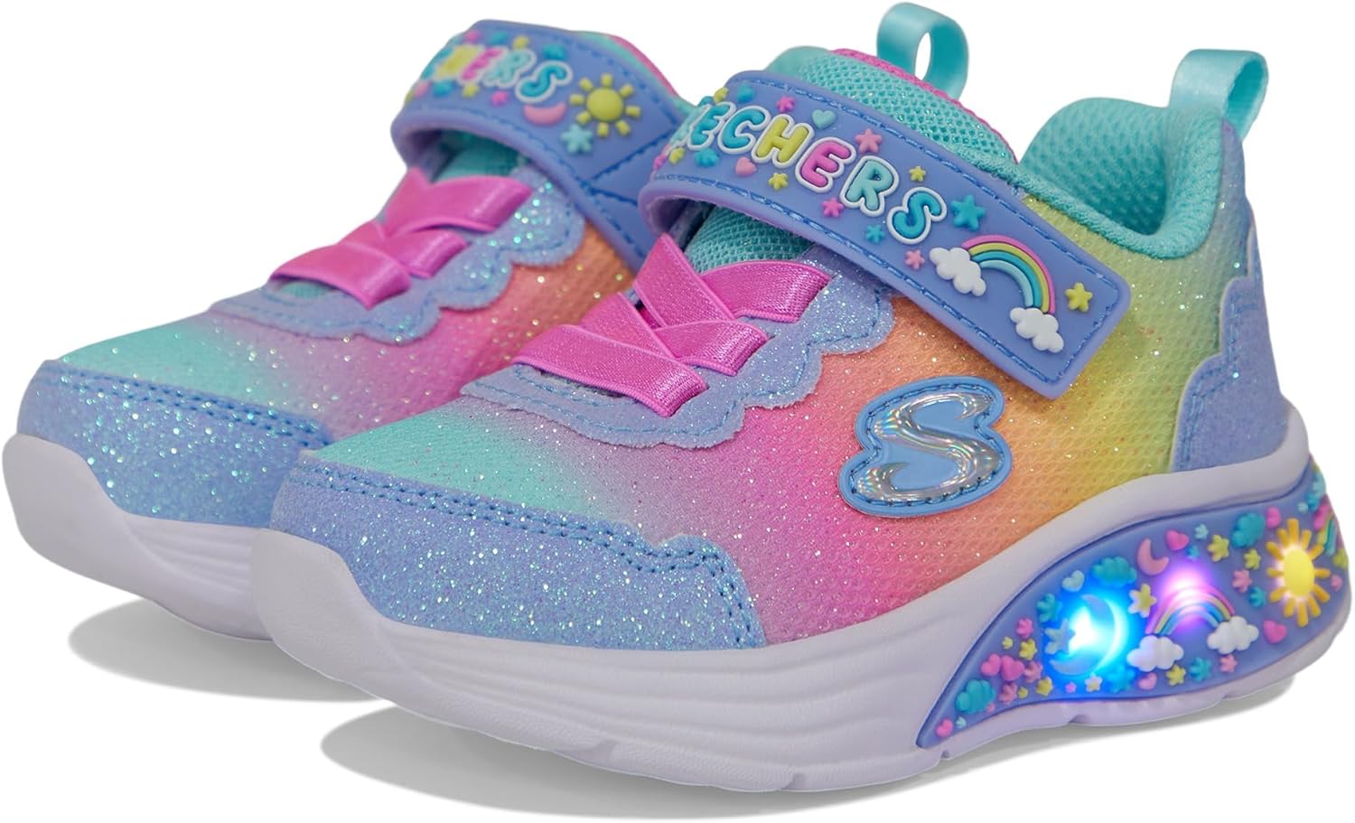 Skechers Kids Girls My Dreamers-Pastel Sunset Sneaker, Light Blue/Multi, 7 Toddler