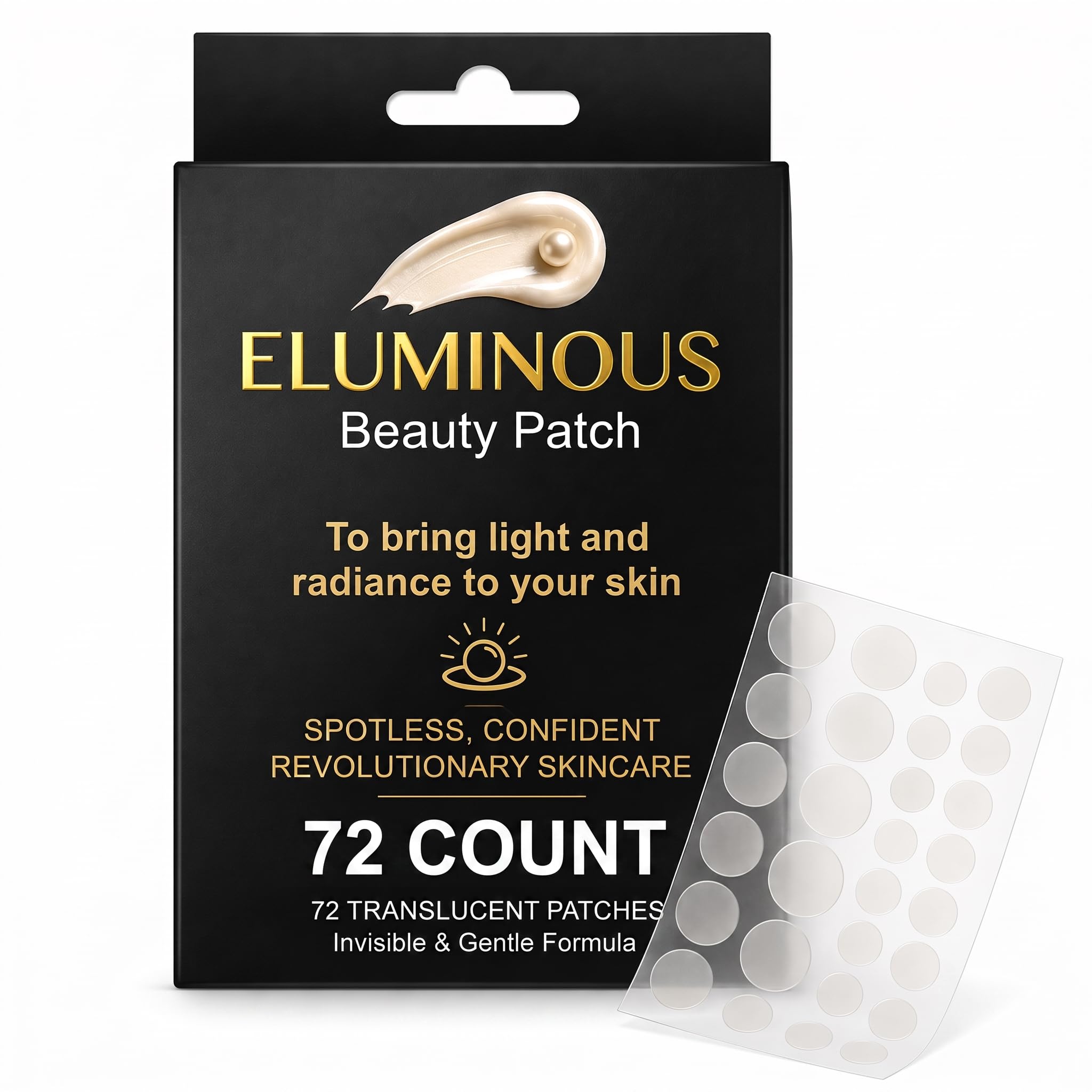 Eluminous Hydrocolloid Acne Patches – 72 Count, Ultra Thin Spot Covers with Easy Peel Tabs | Invisible Day & Night Coverage, Rapid Absorbing Hydrocolloid, Clear Pimple Patches for Face