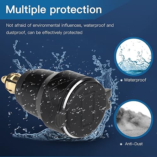 Miniatura 4 de Tecreddy Adaptador de corriente de motocicleta DIN Hella Plug a cargador USB dual de carga rápida 3.0 compatible con BMW Triumph Tiger Ducati