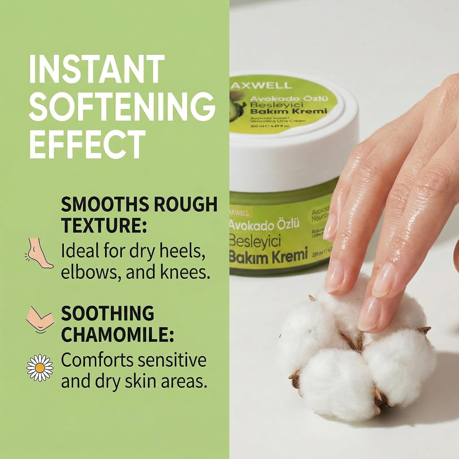 AXWELL Avocado Cream for Face, Hand & Body Intense Moisturizing Face Cream & Body Lotion with 7 Natural Oils & Beeswax Nourishing Care for Dry to All Skin Types (4.23 fl oz)