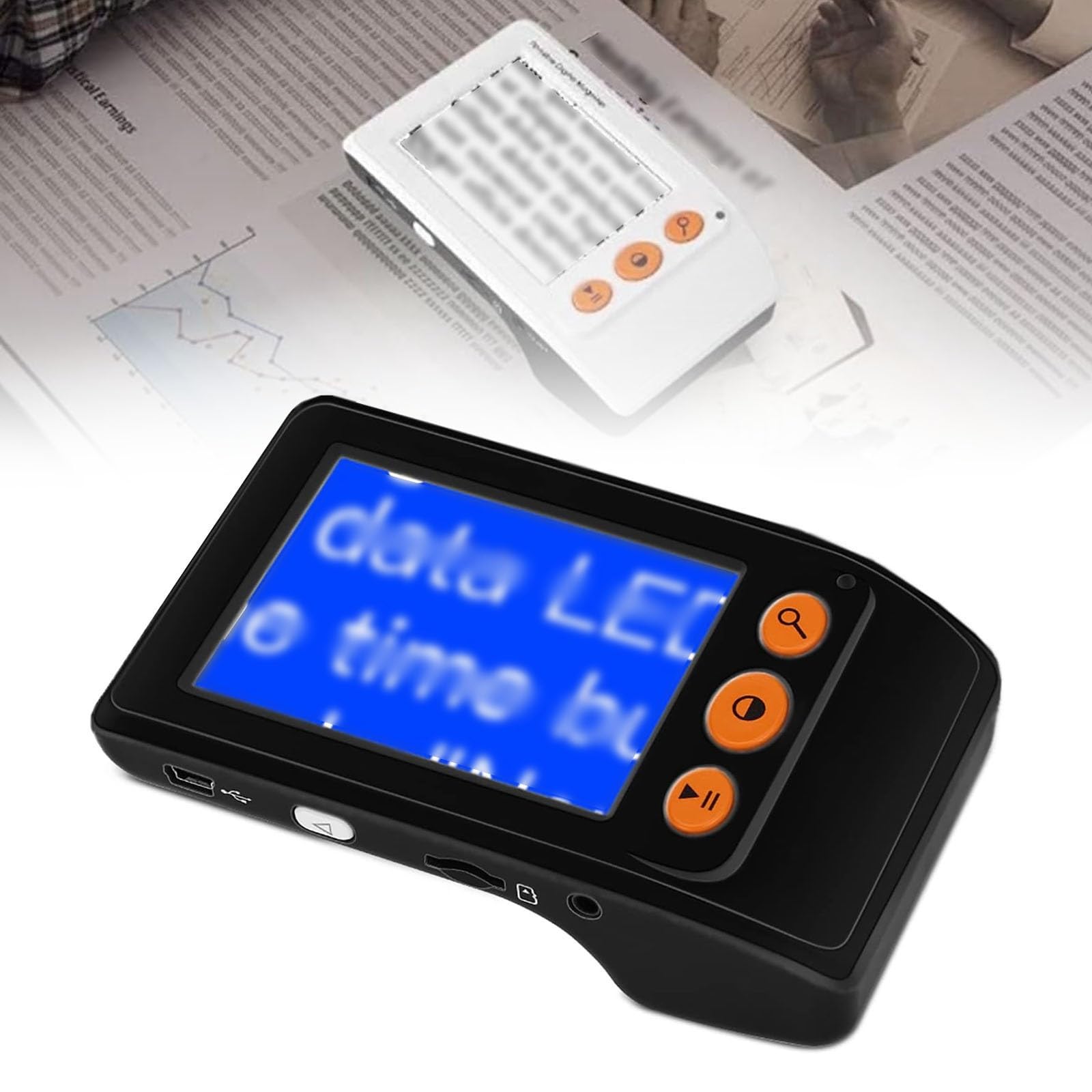 Digital Magnifying Glass With Foldable Stand – 2X-25X Zoom, 5-Level Brightness, 3+ Hours Runtime, Expandable Memory (32GB Max) | Electronic Reading Aid For Writing, Viewing Maps(Black)