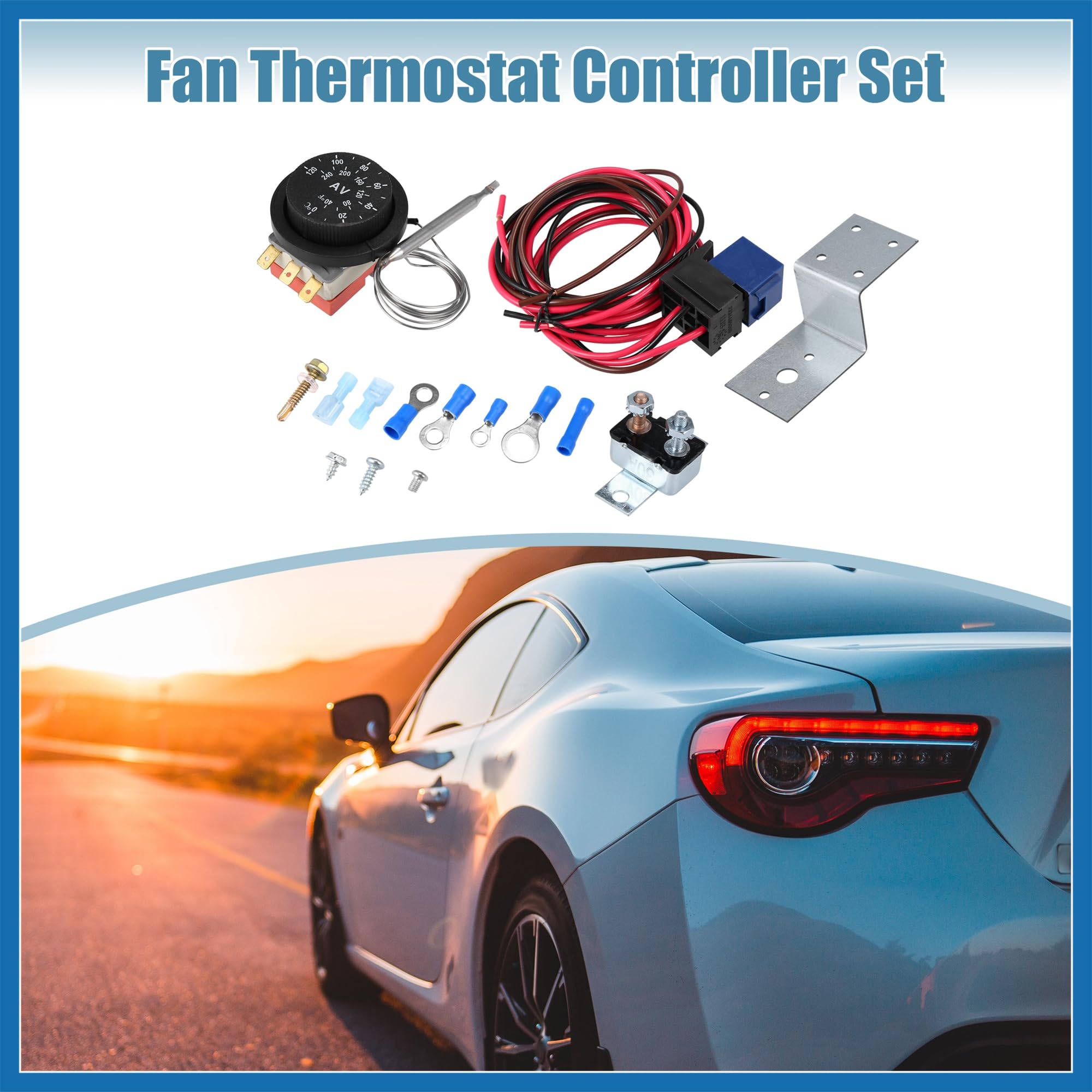 A ABSOPRO 12V Eléctrico Radiador Ventilador Termostato Controlador Cableado Relé Kit Reemplazo de artículo