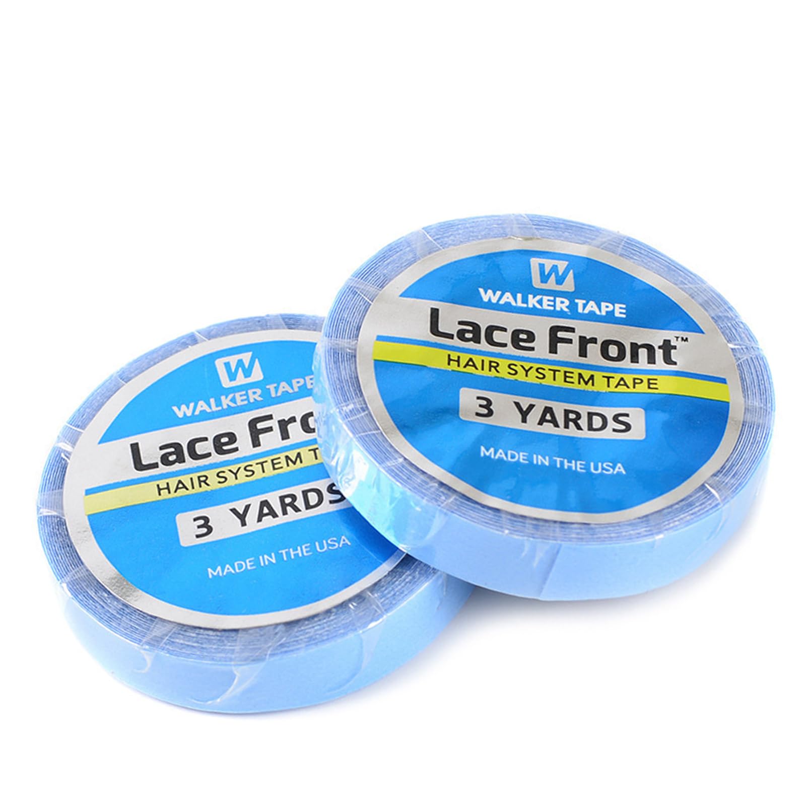 2 Rolls Lace Front Wig Support Tape, Double Sided Adhesive Salon Blue Tape, 0.8 CM* 3 Yards