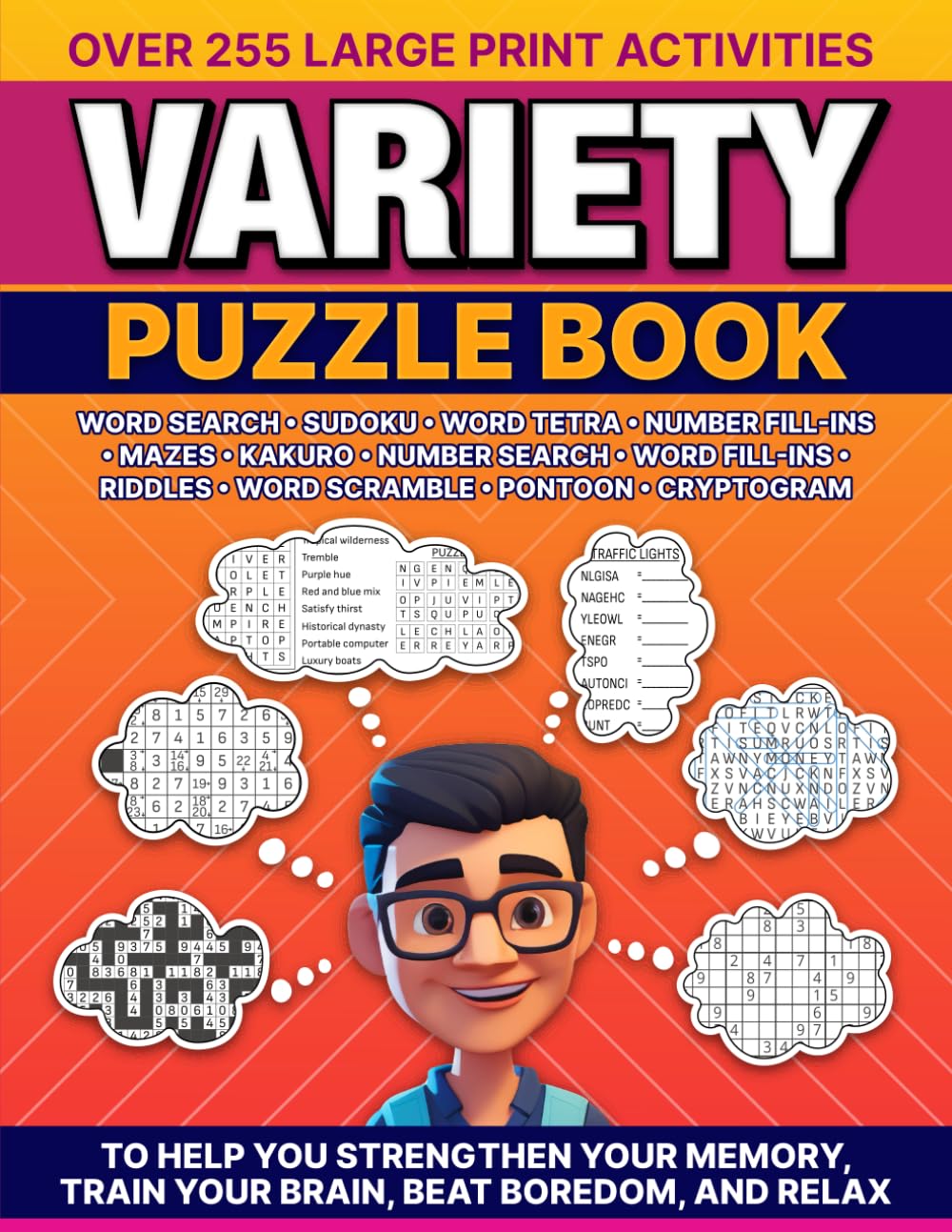 Variety Puzzle Book: Fun Assortment Of Over 255 Large Print Activities ...