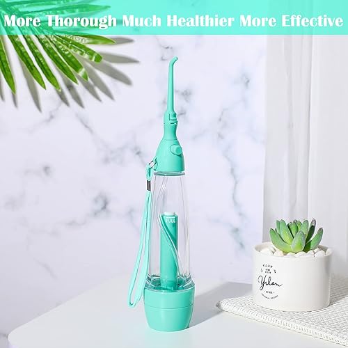 Miniatura 6 de Irrigador dental de agua para dientes, limpiador de dientes de agua, no eléctrico, portátil, asequible, presión de aire manual, inalámbrica,