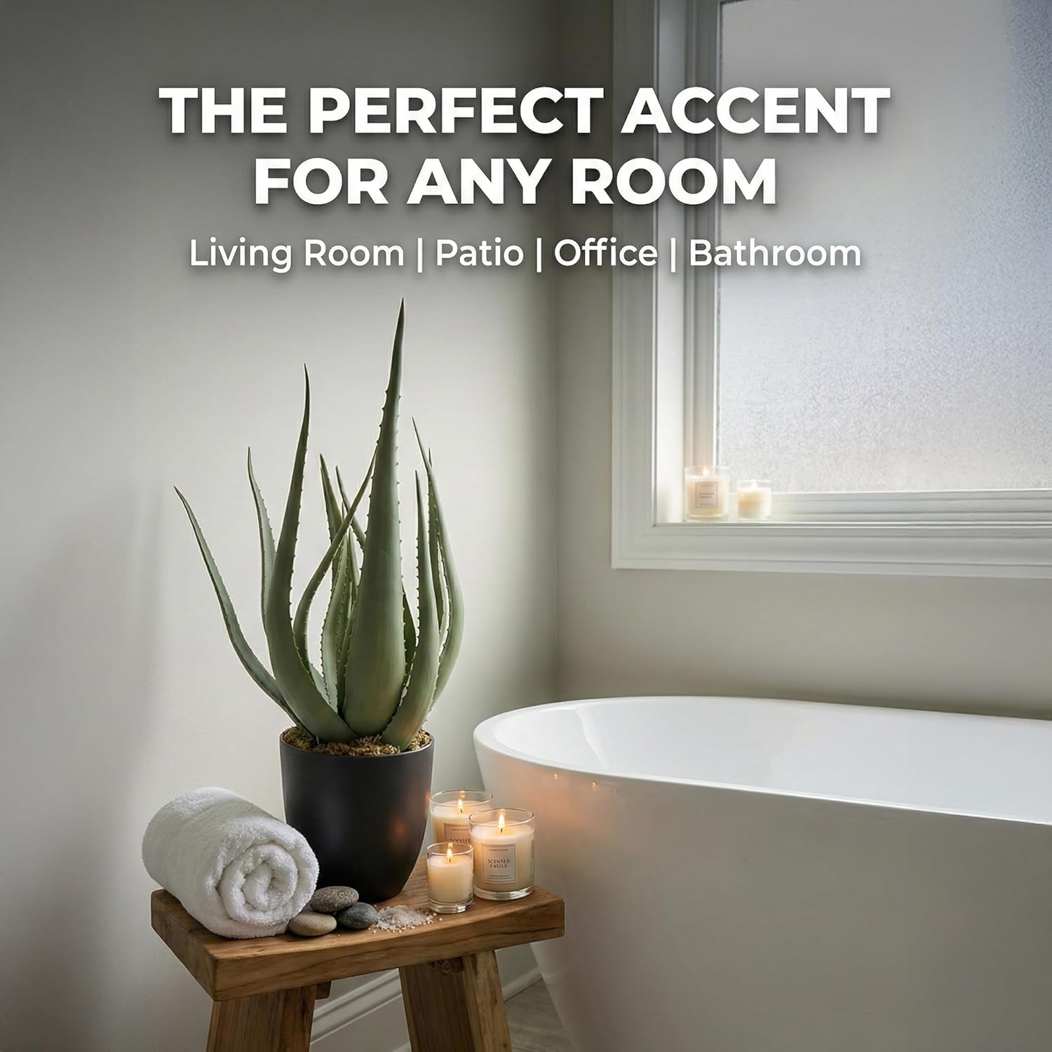 Large Potted Artificial Aloe Vera Plant - 26 Inch UV Resistant Faux Succulent Cactus for Indoor and Outdoor Home Décor