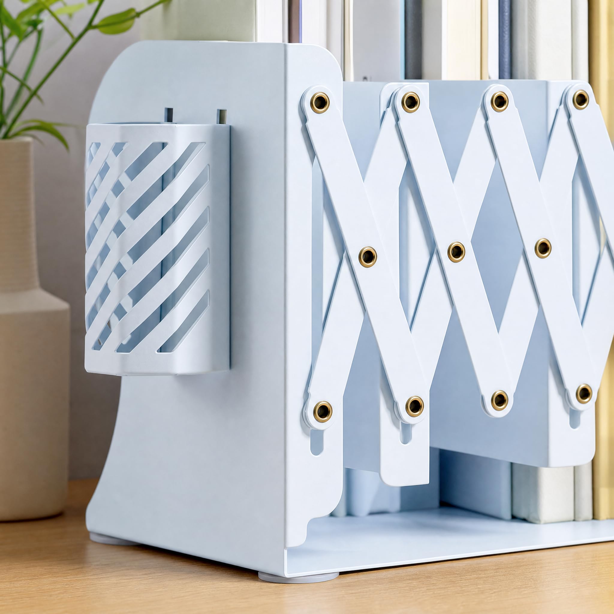 Butoir Livres en Acier Support Stylo Détachable Organisateur Bureau Robustesse Anti-Rayures Anti-décoloration pour Documents Magazines Convient au Bureau au Télétravail, Color to 3