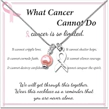 igvean Breast Cancer Survivor Gifts Pink Necklace | Inspirational Breast Cancer Gifts for Woman Pink Ribbon Encouragement Gift With Message Card
