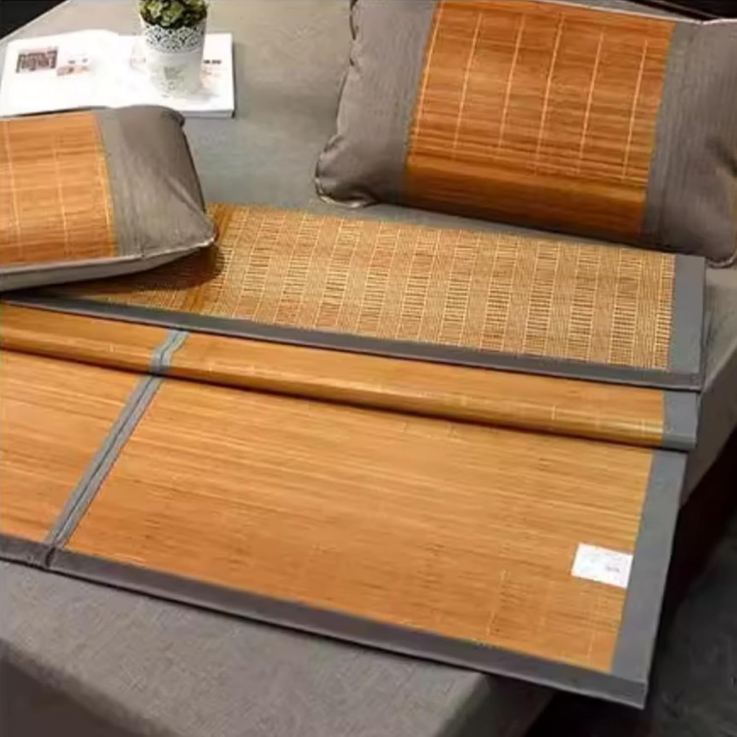 Summer Cooling Bamboo Mat, Double-Sided Mats, Cooling Summer Sleeping Pad for Bed, Folding Smooth Air Conditioning Mat，Bamboo and Rattan Woven Mats(100X190CM/39x74.8'')