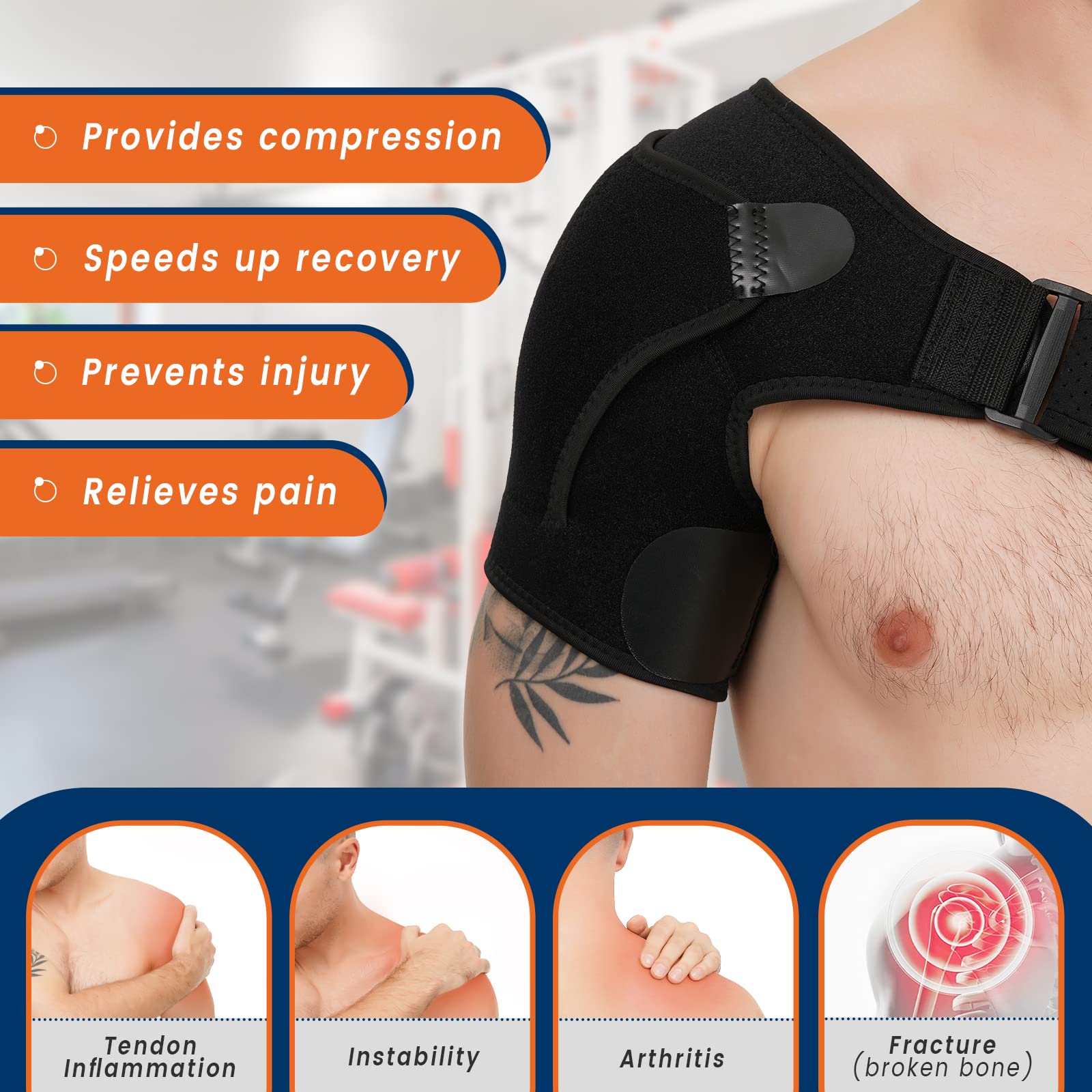 Shoulder Brace for Women and Men , Pain Relief Support Compression Torn