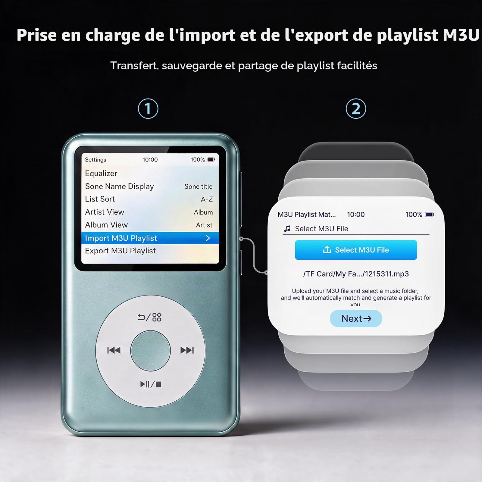 Innioasis Y2 Classic Lecteur MP3 avec Bluetooth 8 Go avec listes de lecture et radio FM Bleu sarcelle