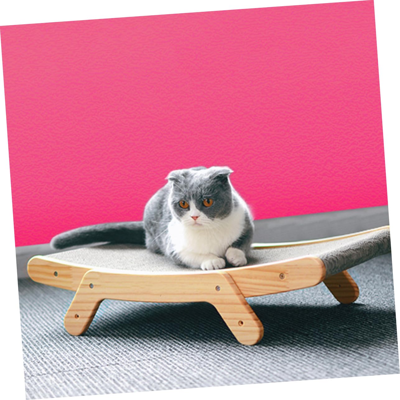 Happyyami Tiragraffi in Legno e Carta Ondulata, Protegge i Mobili e Attira L'attenzione, Come Gioco e Riposo per Gatti Piccoli in Casa