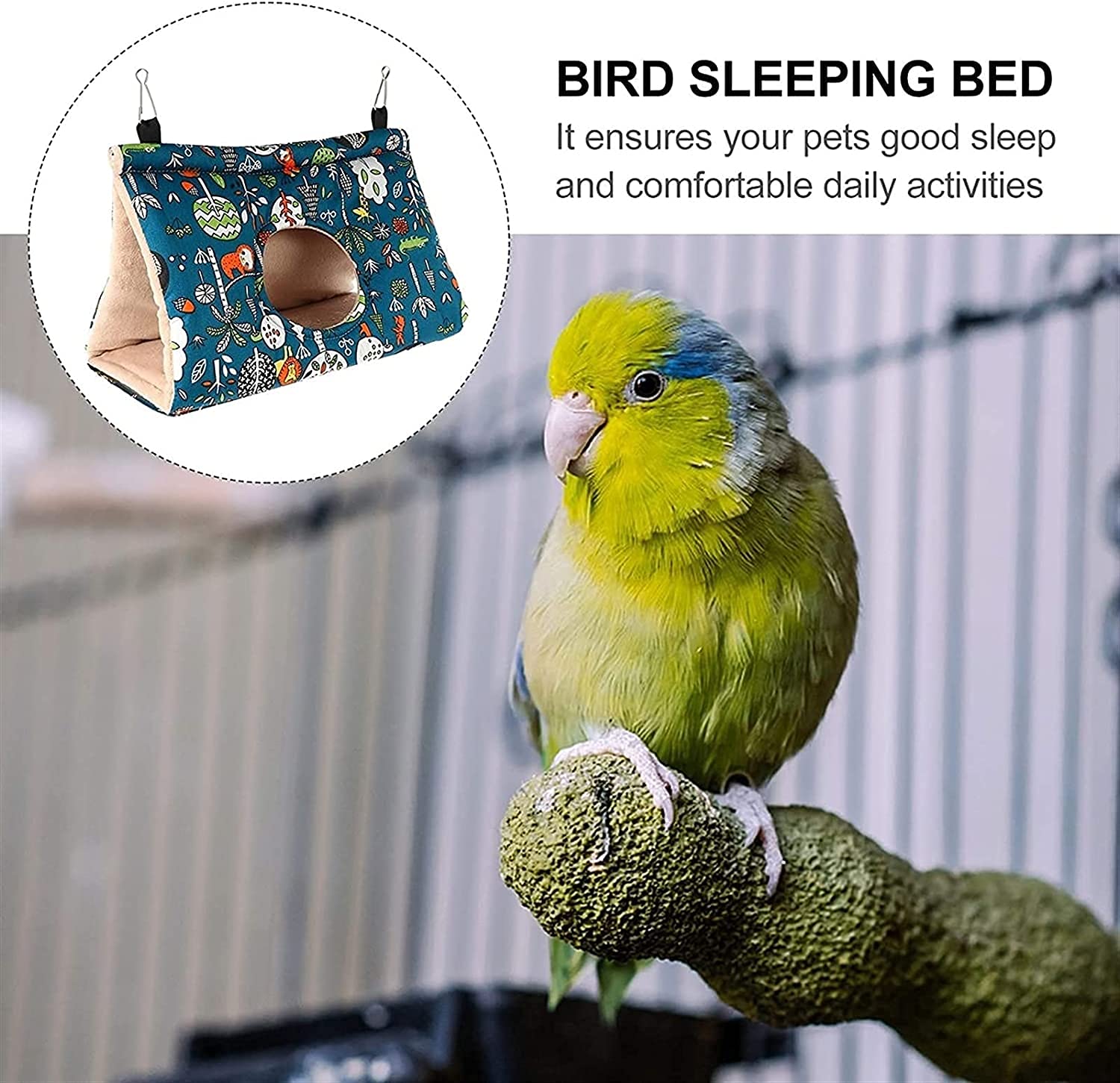 Nid Oiseau Cage Oiseau Perroquet Hamac Hiver Chaud Coton Nid Maison Lit Hamac Cage Suspendue Triangle Perroquet Hamac Reste Nid 916(Color:Blue;Size:25X17cm)