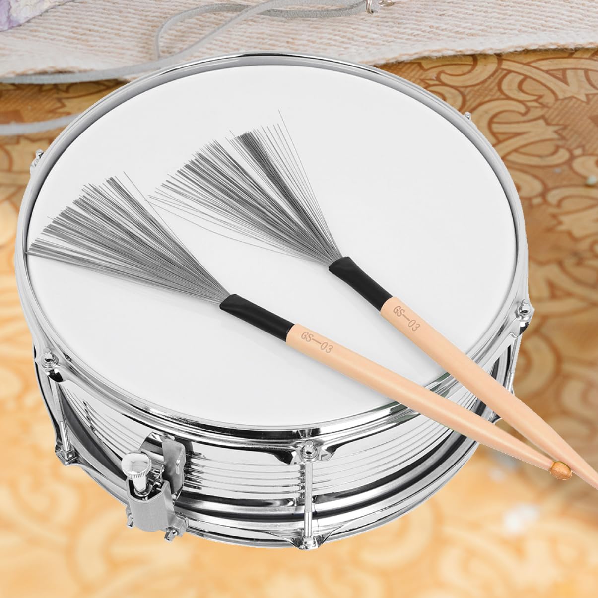 Milisten Spazzole per Batteria Jazz in Filo D'acciaio e Acero, Manico Antiscivolo e Facile da Conservare, per Uso in Musica Percussiva Ritmica