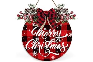 Christmas Door Sign, Round Merry Christmas Front Door Sign