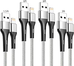 iPhone Charger Cord 4Pack 1.5/3/6/6FT, [Apple MFi Certified] Lightning Cable iPhone Charger Cable Fast Charging Cable for iPhone 13 12 Pro Max Mini 11 Pro XS XR X 10 8 7 Plus 6s 6 SE 2020 iPad iPod