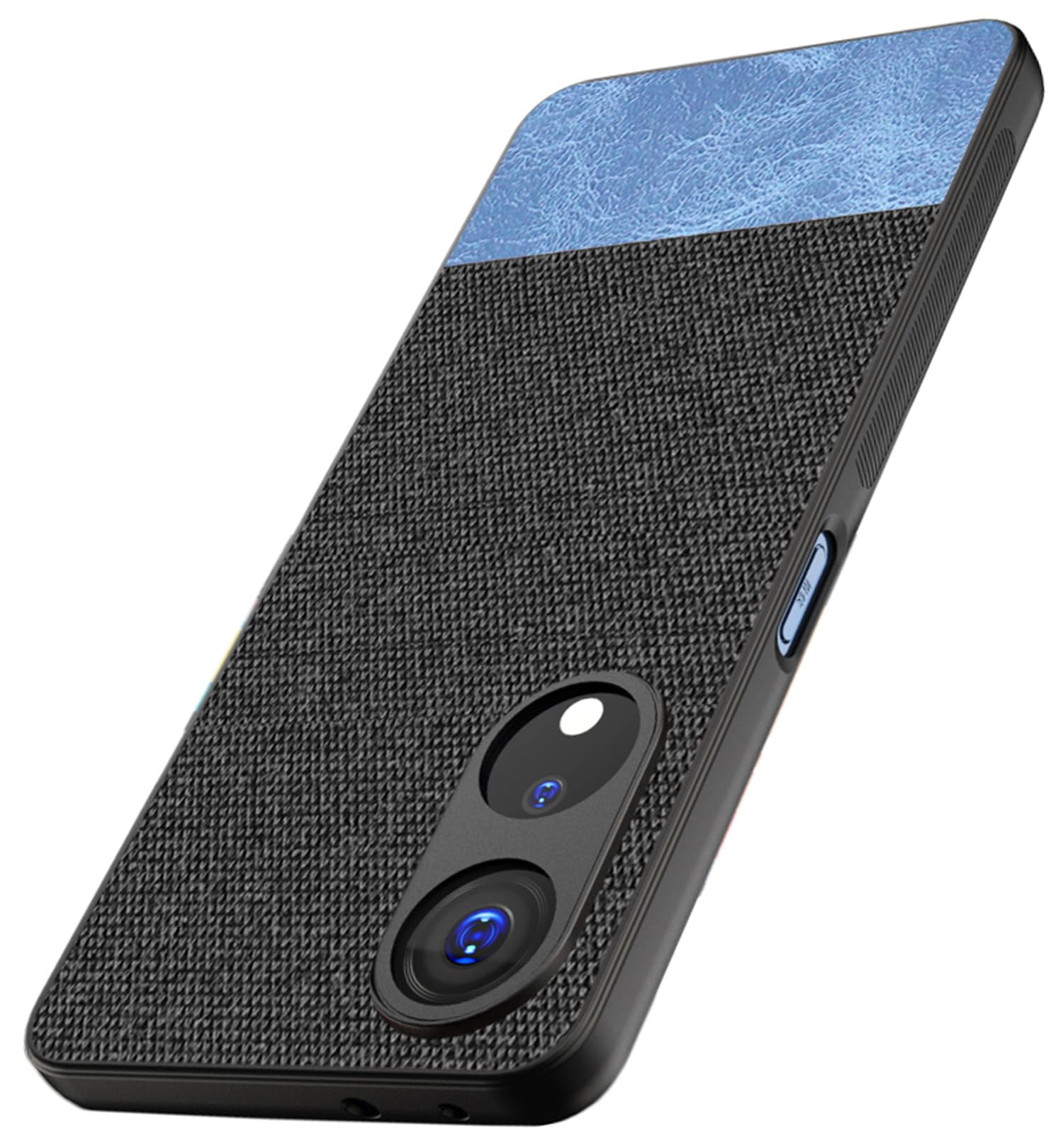 KAPA Soft Fabric & Leather Hybrid Protective Case Cover for Oppo F23 | Shockproof Slim Hard Anti Slip Back Case (Black,Blue) (B0CGJGL1X7) Amazon Price History, Amazon Price Tracker