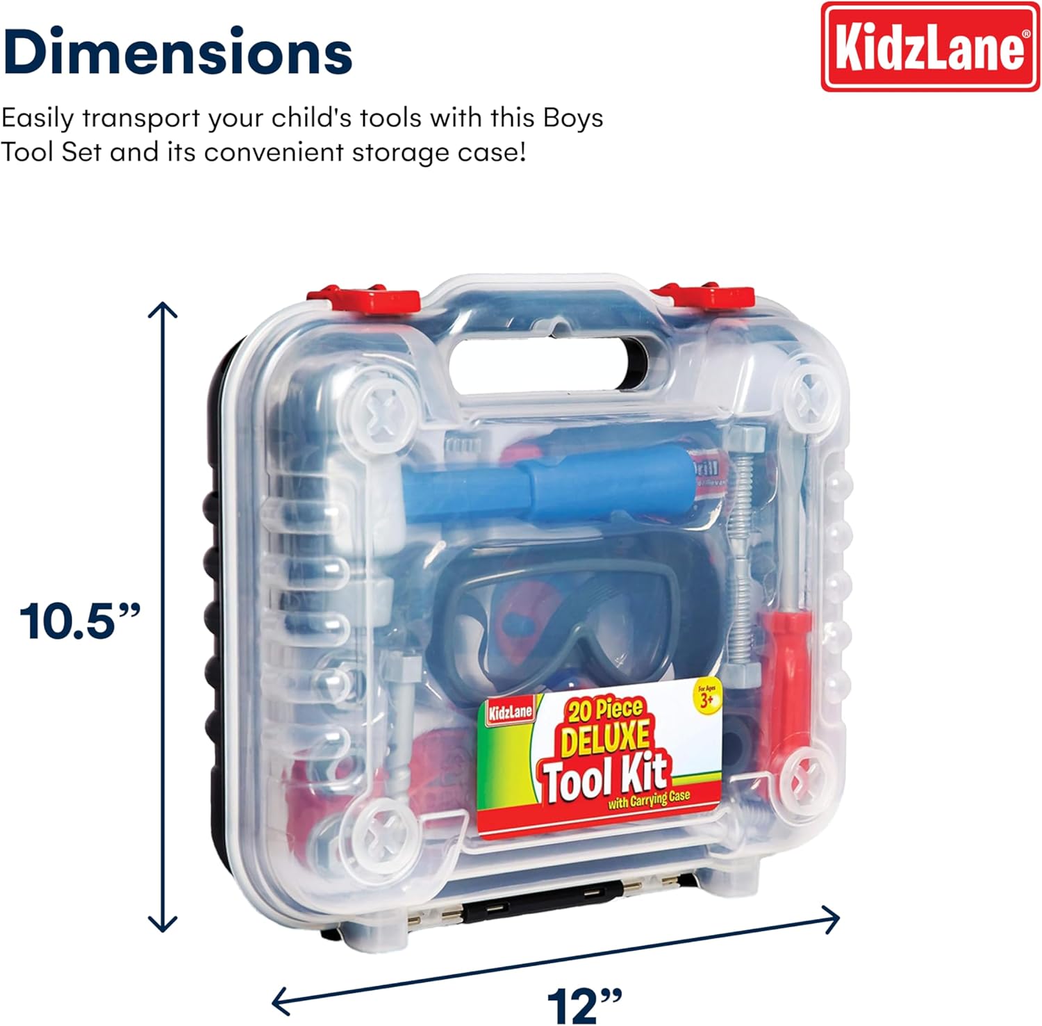 Kidzlane 20-Piece Deluxe Toddler Tool Set with Carrying Case