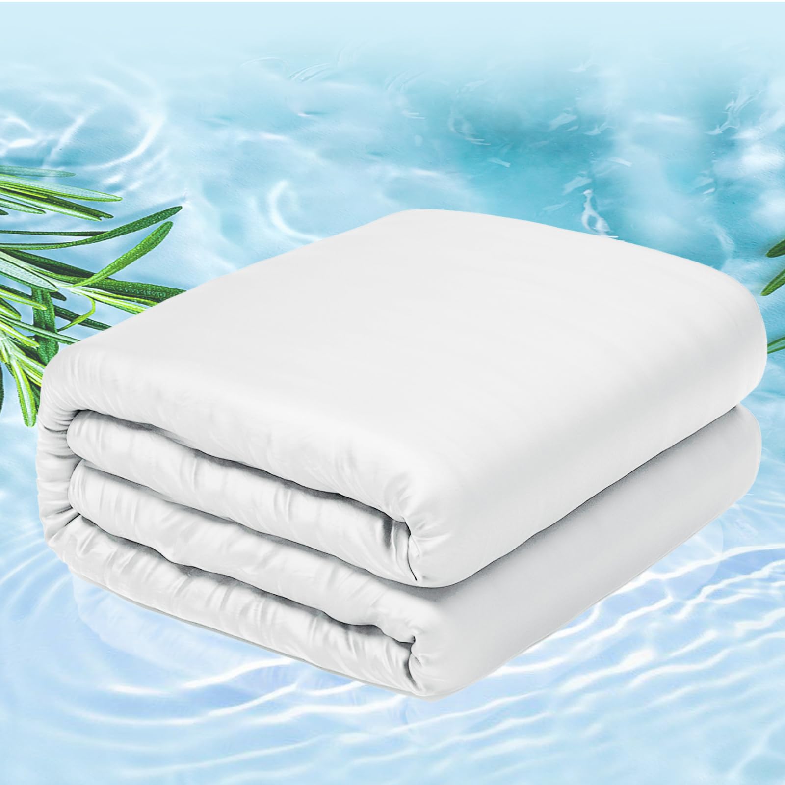 Viscose Made from Bamboo Cooling Weighted Blanket California King Size (94''x 96'', 35lbs, 2-in-1 with Removable Duvet Cover) Heavy Blanket for Adults with Premium Glass Bead White
