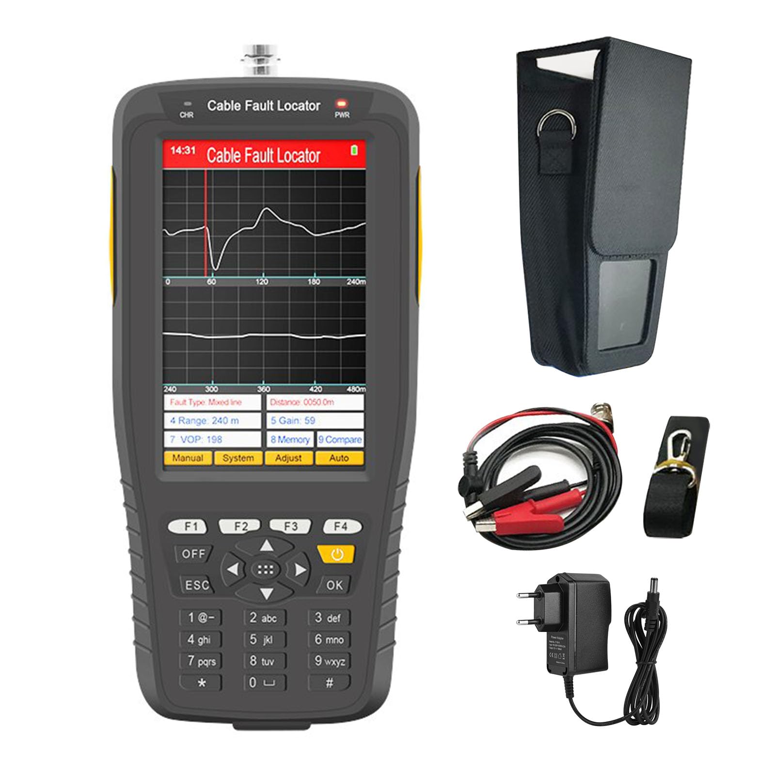 Tester Digitale per Guasti Ai Cavi 8KM Telemetro Intelligente TDR, Riconoscimento della Forma D'onda Digitale, per L'analisi dei Guasti Ai Cavi (Spina UE 100‑240 V)
