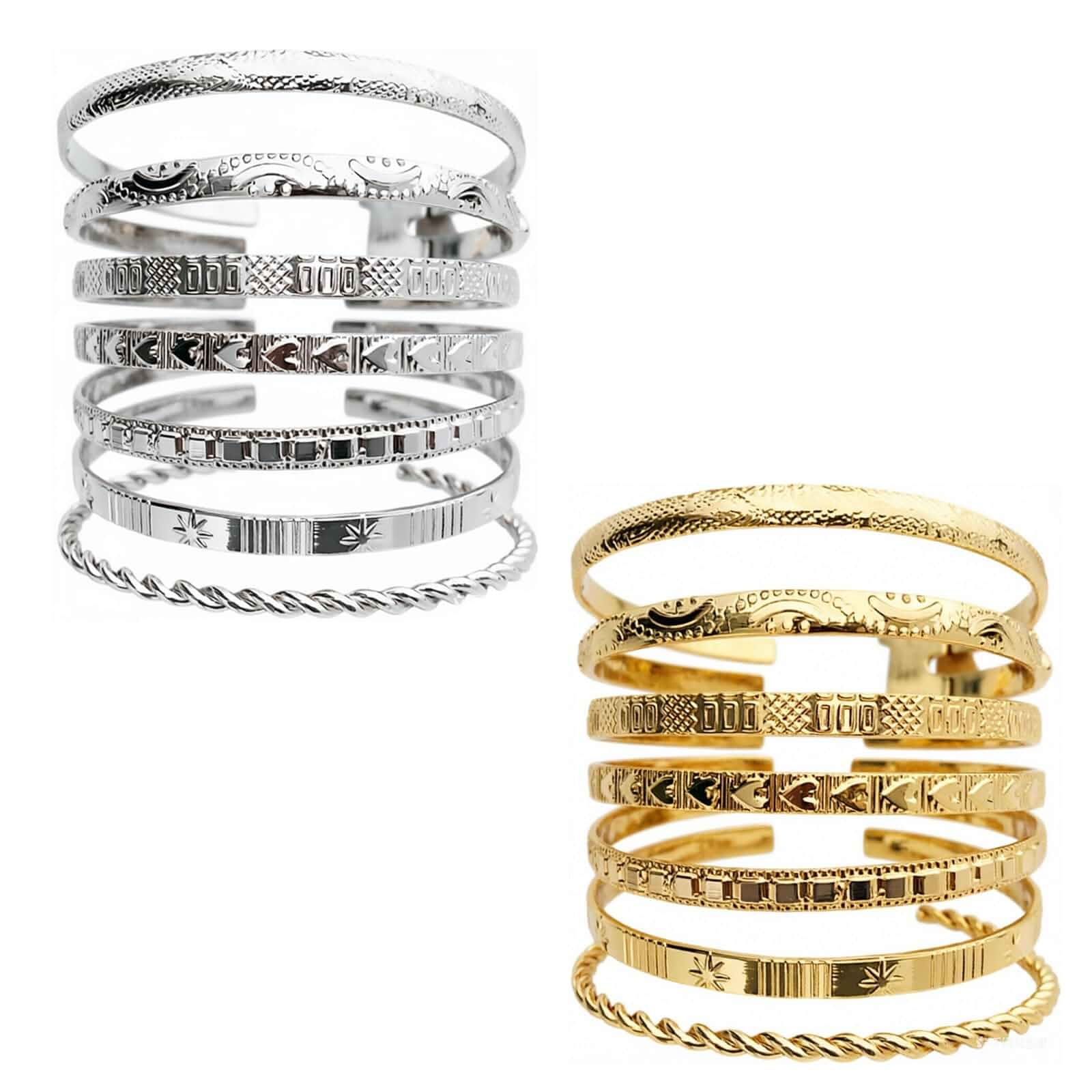 14 Pieces Bracelet Kit, Gold Bracelets for Women and Stackable Silver Bracelets for Women, Cuff Gold Bracelet Stack Suitable to Daily Wear or Wearing at Important Occasions Adult