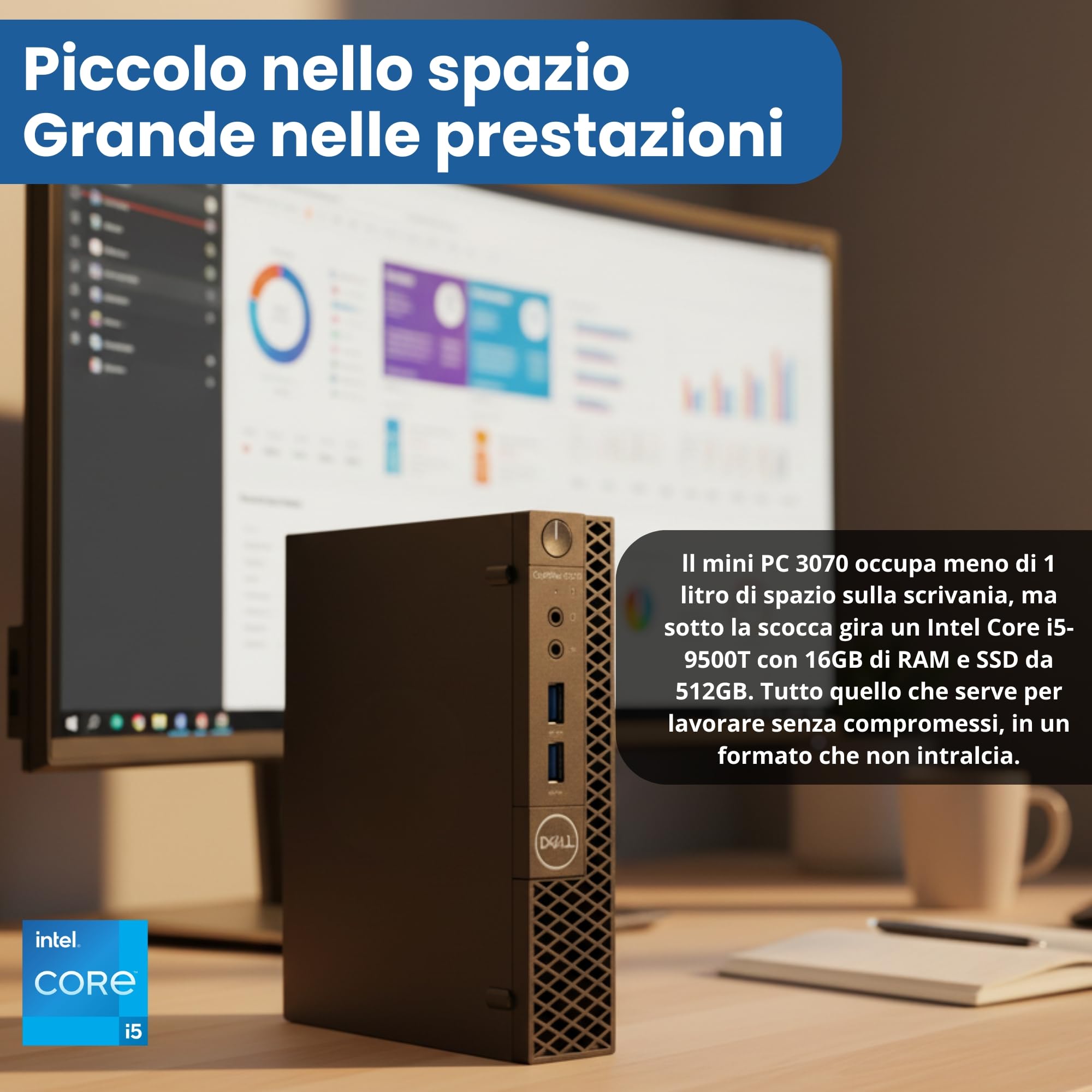 Pc Computer Business Bundle Postazione Completa Mini PC Business Ricondizionato + Monitor Curvo UltraWide 34" WQHD 3440×1440 IPS | 16GB | SSD NVMe 512GB | Win 11 Pro Garanzia 36 Mesi