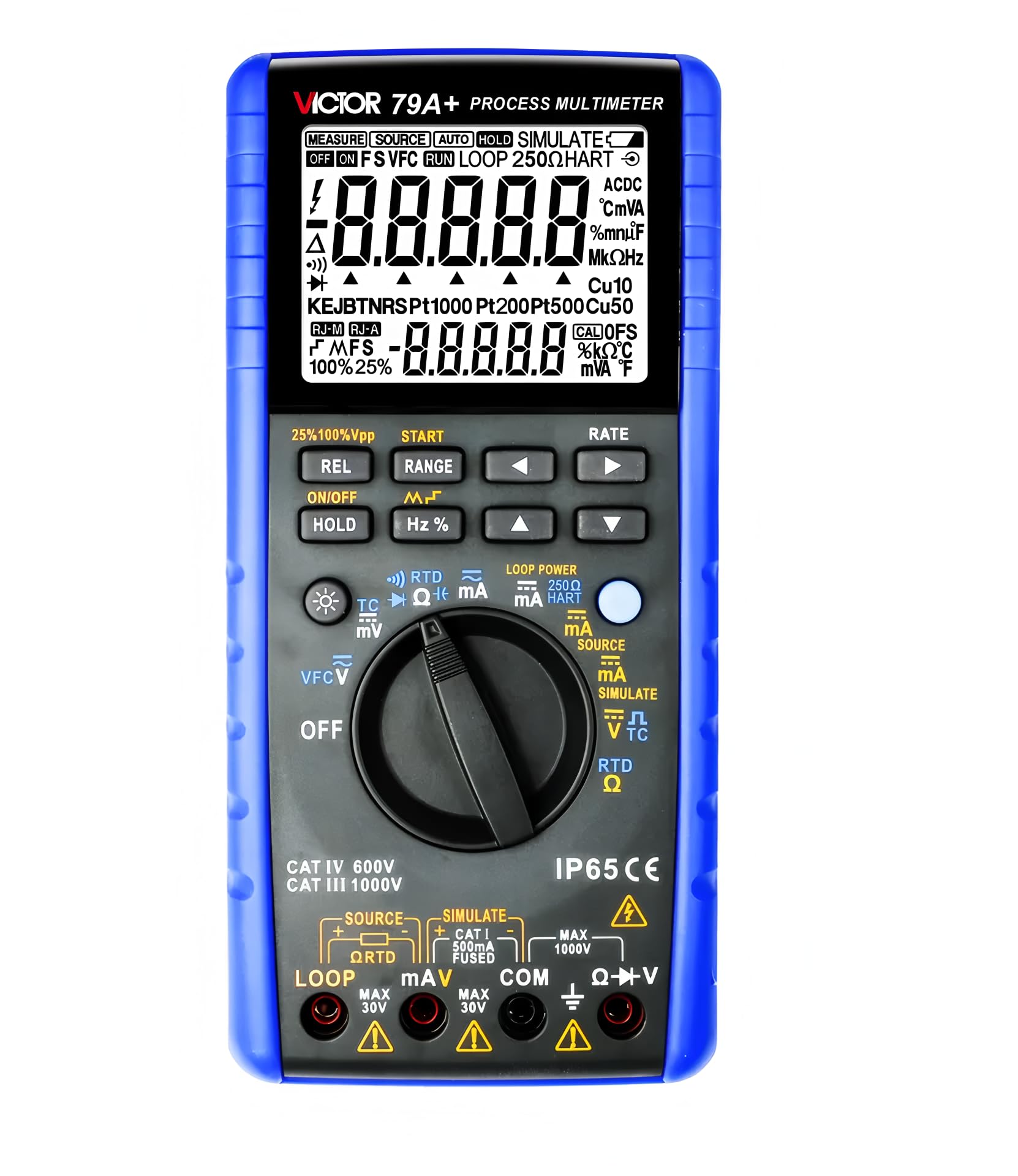 Multímetro Digital 79A+ con Carcasa de plástico Bicolor, diseño Que Cumple con la clasificación de protección contra Polvo IP65 (RUOSHUI 79A+).
