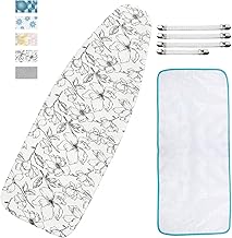 Dalykate Ironing Board Cover and Pad with Elastic Edge and Scorch and Stain Resistant Thick Padding Ironing Board Covers 4 Fasteners and Protective Scorch Mesh Cloth