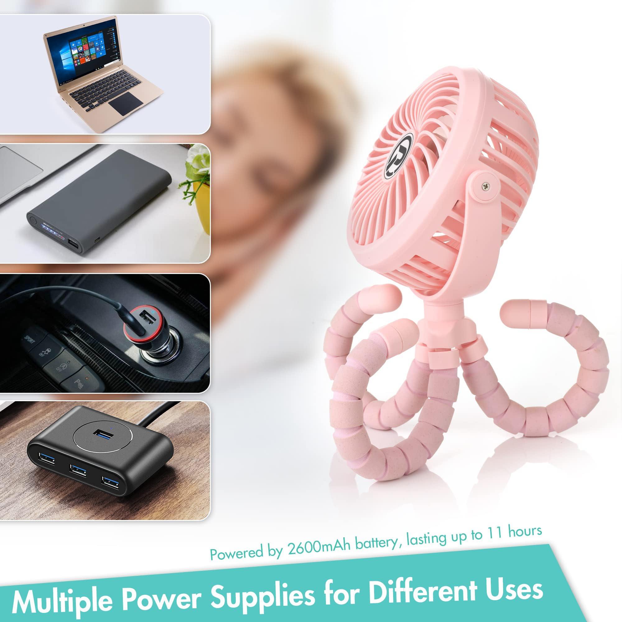 Winique kinderwagenventilator, 2600mAh batterijvoeding, autostoeltjes