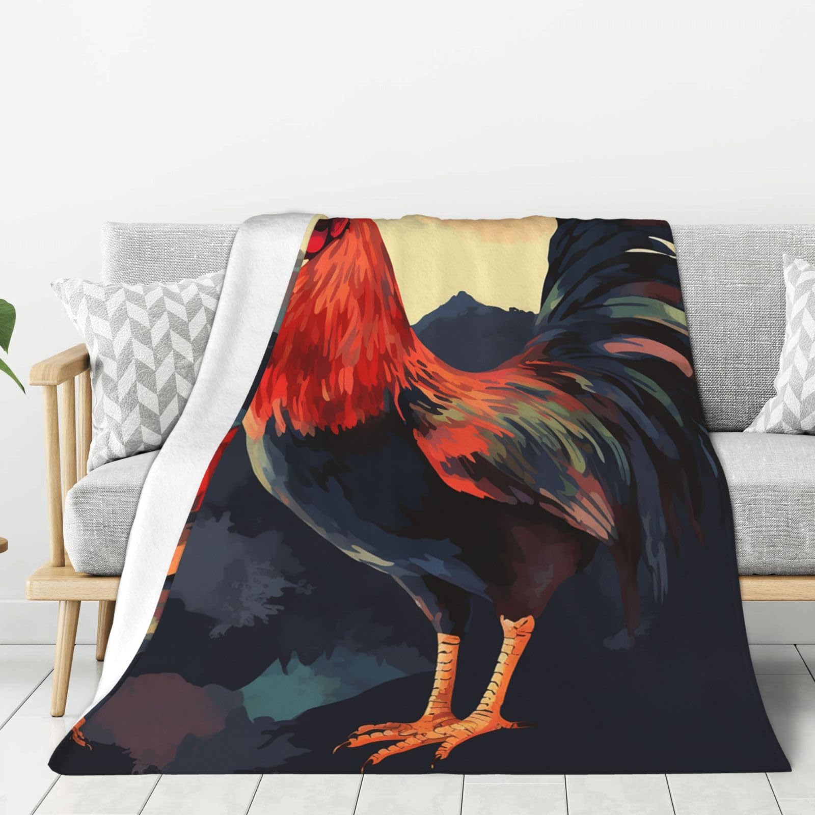 Rooster Beautiful Art Throw Blanket Plush Flannel Fleece Blanket, Soft Lightweight Cozy Blankets 60"X50" for Bed Couch Sofa Travel