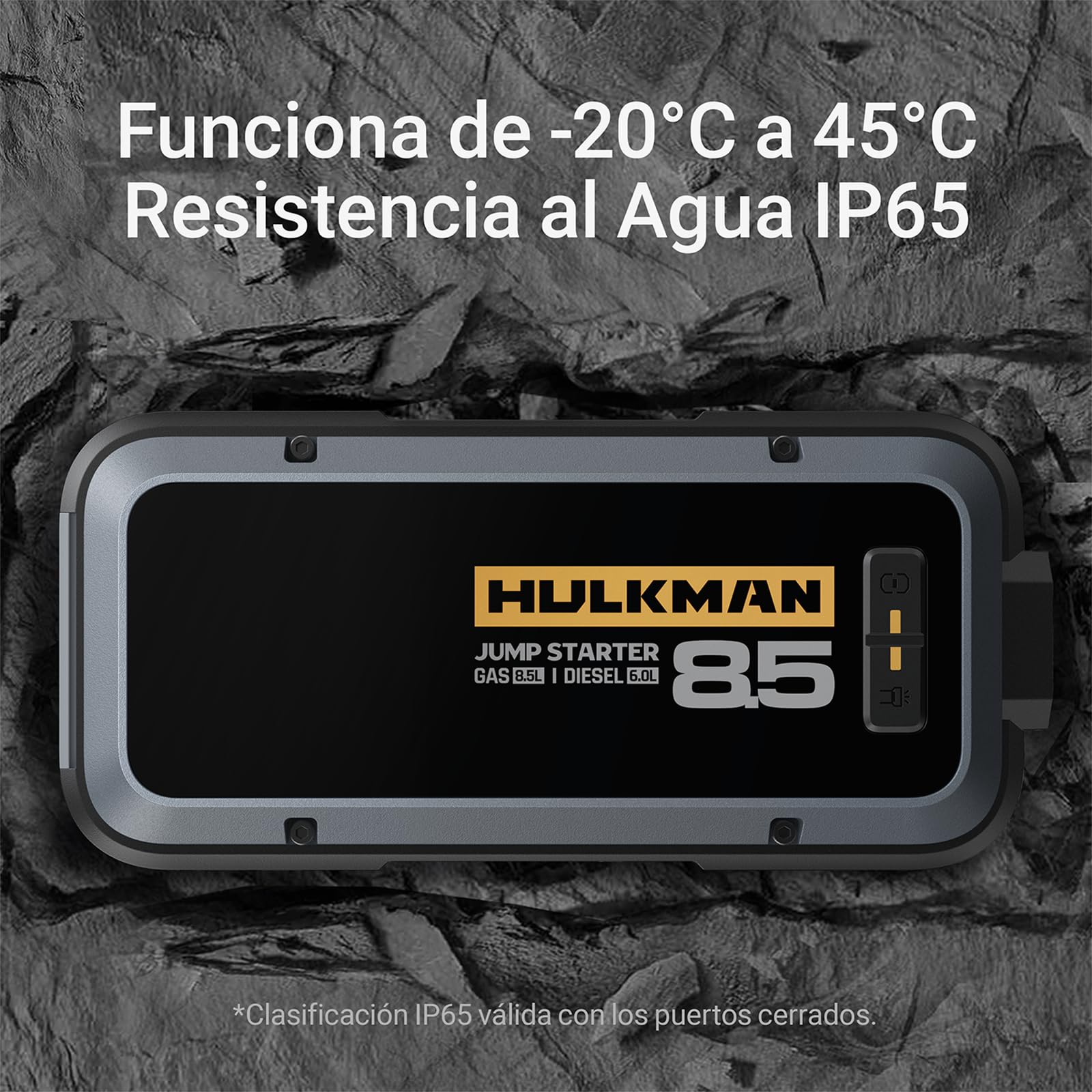 Hulkman Alpha85 Arrancador de Coches 20000mAh 2000A Arrancador de Baterías de Coche (para 8,5L de Gasolina o 6,0L de Diésel) con Linterna LED de Emergencia Impermeable 65W Carga Rápida