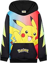Pokémon Boys' Teenage Hoodie, Manga Pullover with Kangaroo Pocket and Hood, Pikachu Gengar Charizard Eevee, Anime Gift