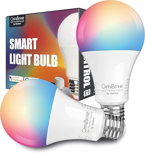 Bombillas LED inteligentes RGBCW que cambian a todo color regulable control WiFi compatible con Alexa y Google Assistant A19 60 W Eqv 800 lúmenes