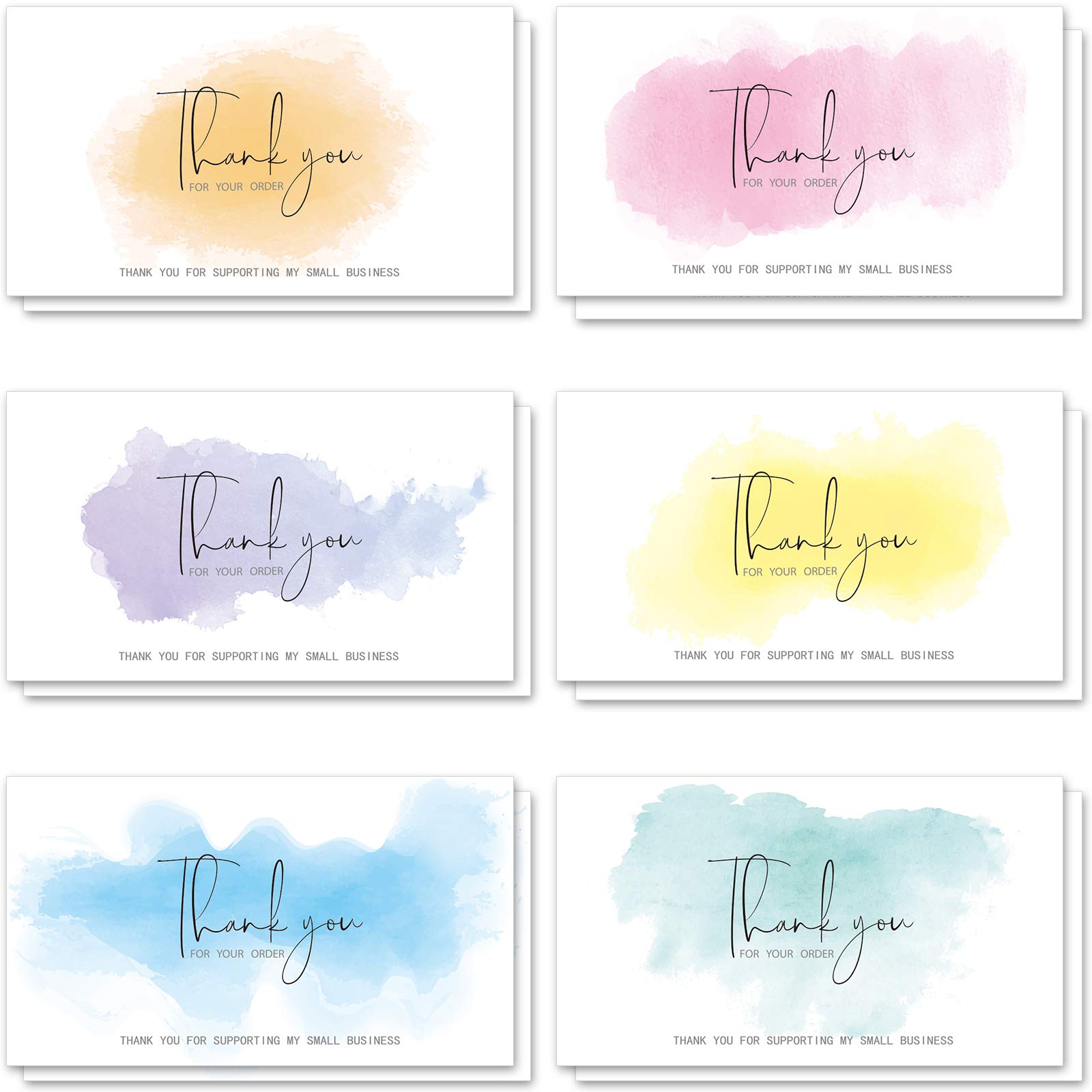 Zonon 240 Pieces Watercolor Thank You for Supporting My Small Business Cards Customer Colorful Thanks Card Thank You for Order Card for Online Shop Retail Store Customer Package Insert, 3.5 x 2 Inch