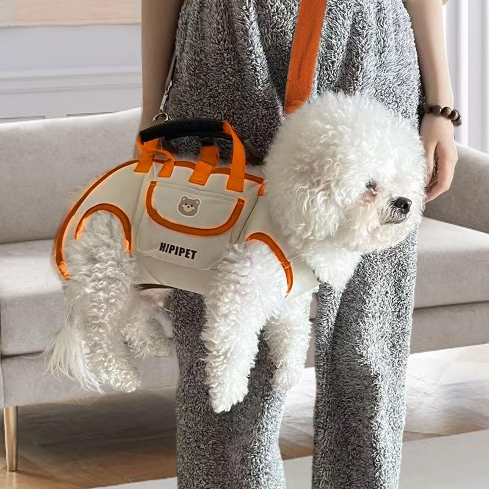 Harilla Harnais de Transport pour Chien, Sac de Transport Ergonomique Respirant, Confortable et Pratique, Porte-Chien Multi-Fonctions avec Bandoulière Réglable pour Marche/Camping/Voyage/Randonnée, S