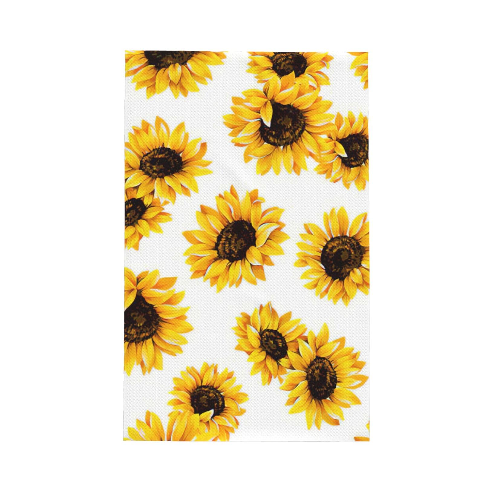 CKGODGF Sunflower Print Absorbent Waffle Dishcloths,Kitchen Towels With Hanging Loops,Tea Towels.