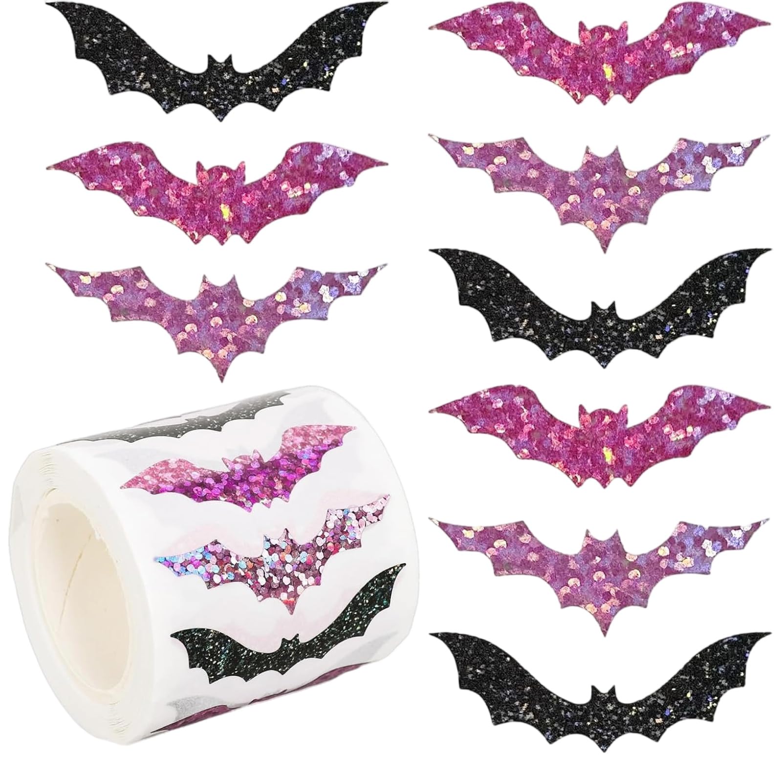 500Pcs Halloween Bats Decorative Sticker 38mm Glittering Seal Sticker Adhesive Wrapping Label for Scrapbooking Packaging PVC Halloween Bats