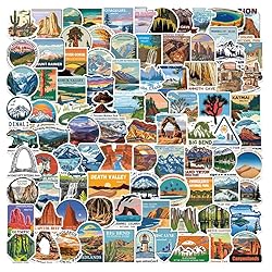 National Park Stickers Set 100pcs Outdoor Nature Hiking Camping Adventure Wildness Stickers Decals, Waterproof Vinyl Travel Sticker for Water Bottle Laptop Car Bumper Luggage Phone Case Bike