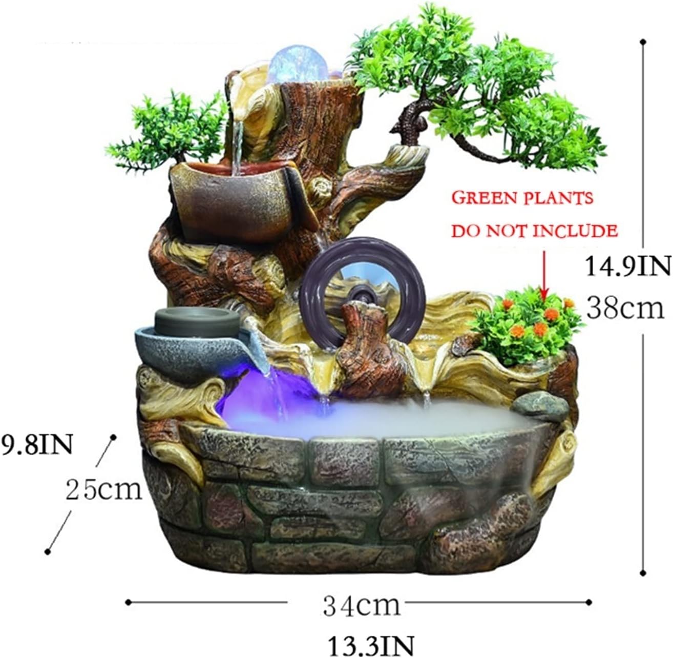 Waterfall Fountain Indoor Tabletop Water Fountain Rockery Decor Lucky Resin Waterfall Fountain Desktop Office Home Decoration Tabletop Fountains