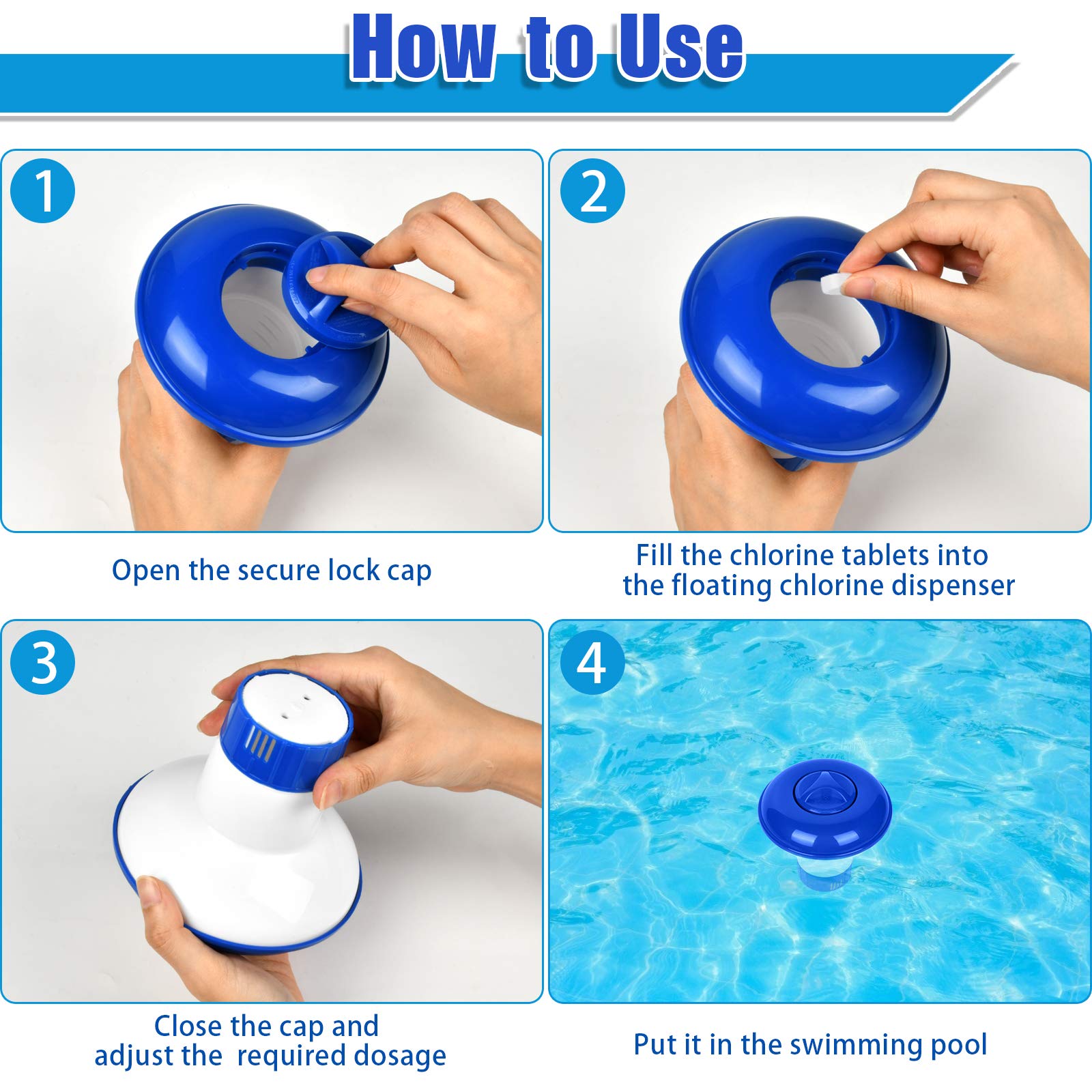5 Pouces Distributeur Flottant, Distributeur de Chlore pour Piscine, Diffuseur de Chlore, Diffuseur Chlore Piscine, Diffuseur Flottant Piscine pour Piscine/Spa/Aquariums (5 Pouces)