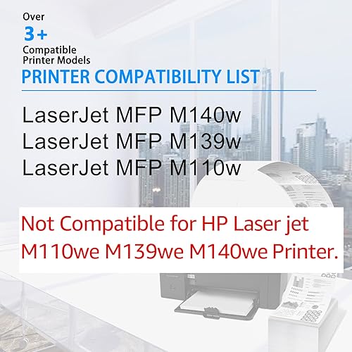 Miniatura 2 de NineLeaf W1410X - Cartucho de tóner compatible con chip para HP 141X para usar con Laser Jet MFP M140w M139w M110w (no compatible con M139we,