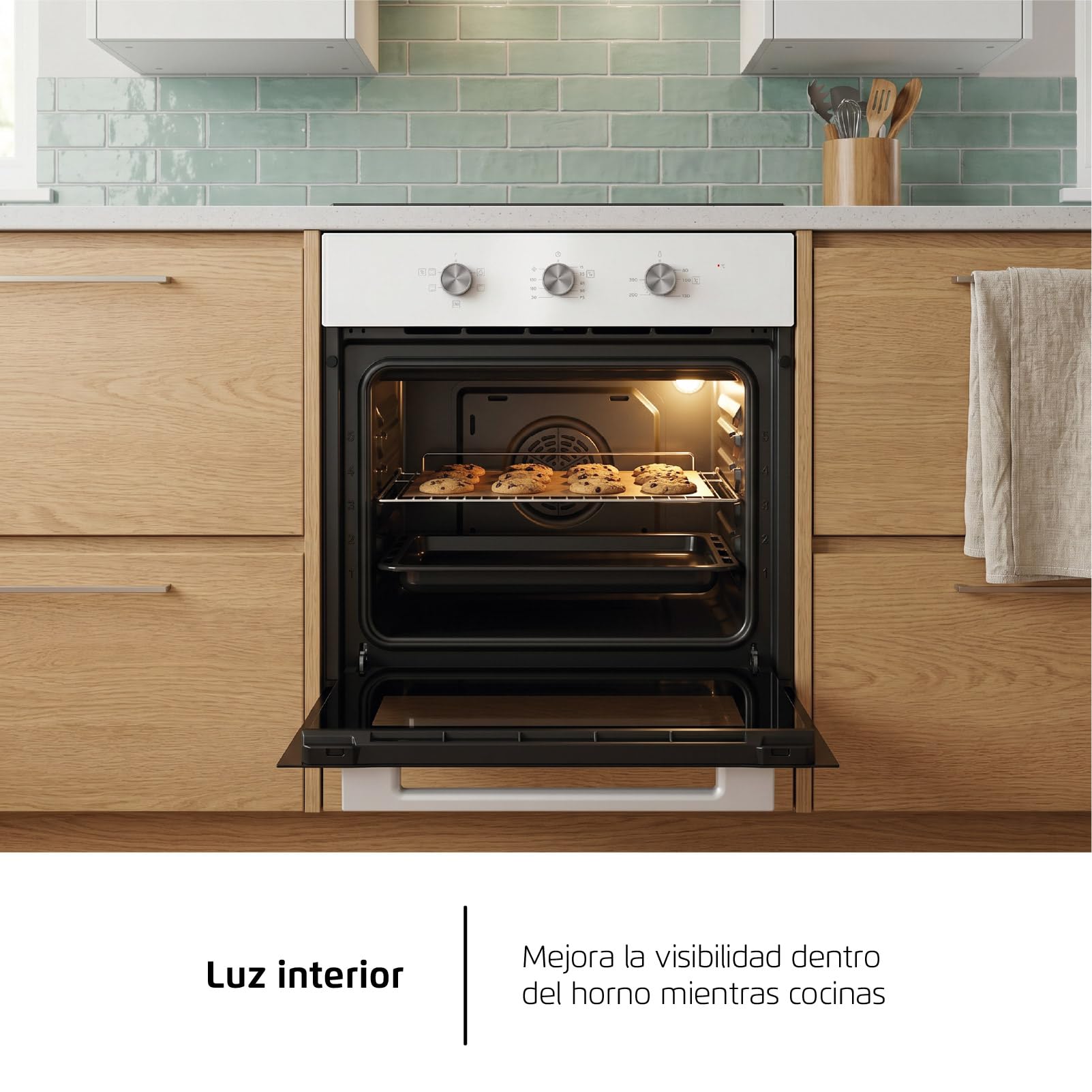 Corbero - Horno Electrico Convencional | CCHM626W | 70L | Hidrólisis y Cocción a Vapor | 2100W | 4 Programas| Doble Cristal | Luz Interior | Cristal Blanco