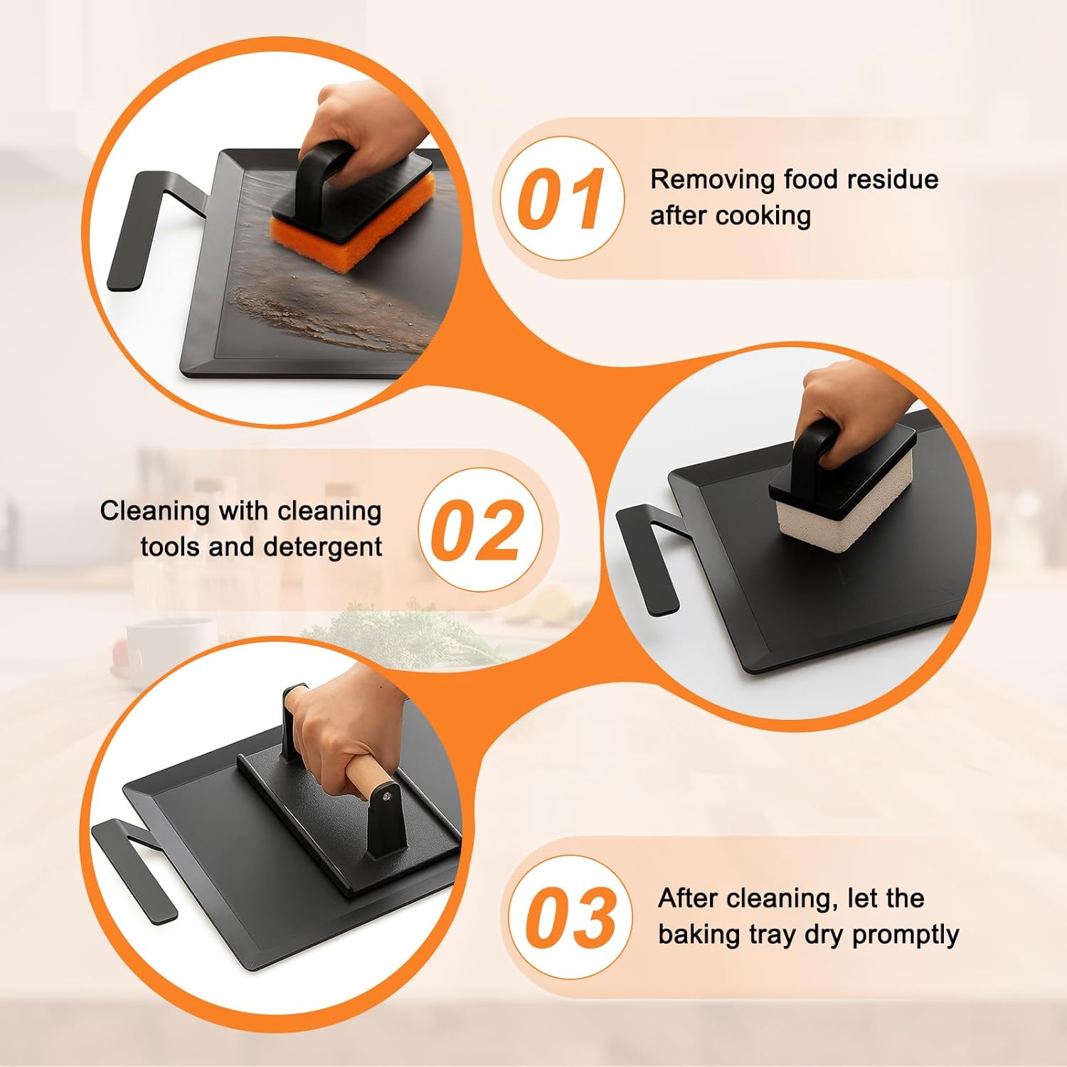 24''x10'' Carbon Steel Griddle for Gas Grill Includes Griddle Cleaning Kit and Grill Spatula Set, Outdoor Professional Pre-Seasoned Cookware with Grilling Press for Gas Stove/Electric Range Oven